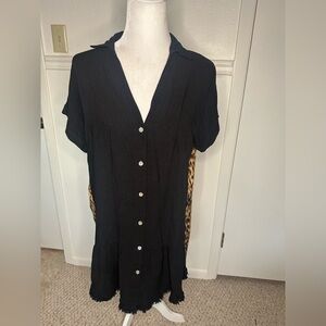 Umgee Stylish Black Dress with Leopard Print size S